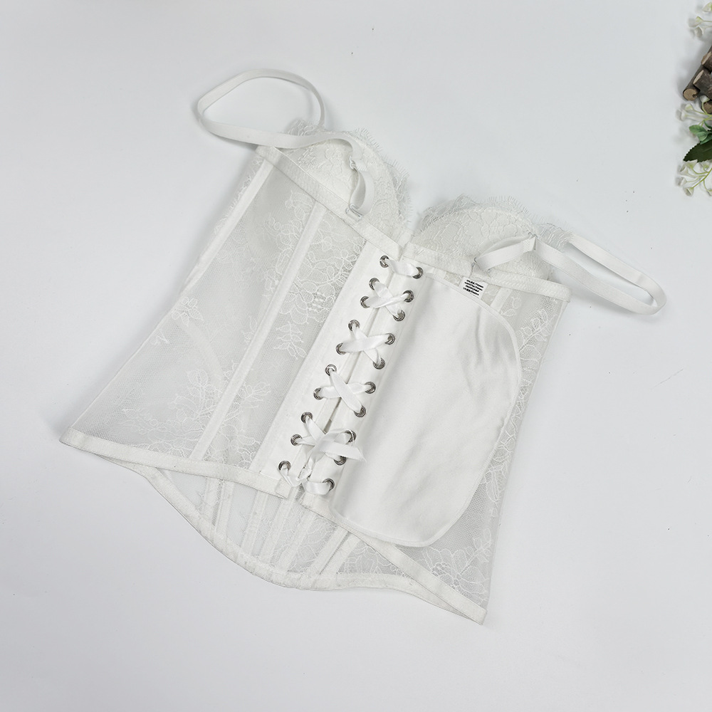 Womens Lace Corset Bustier Ladies Trendy Tightened Fishbone Bra Tops Vest